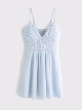 Abercrombie & Fitch Light Blue Pleated Mini Dress